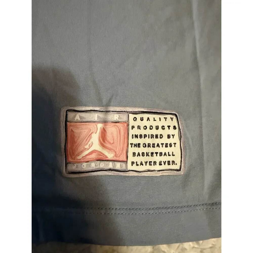 Jordan Men's Light blue/Gray Graphic Logo Tee Size L Crew Neck Short Sleeve